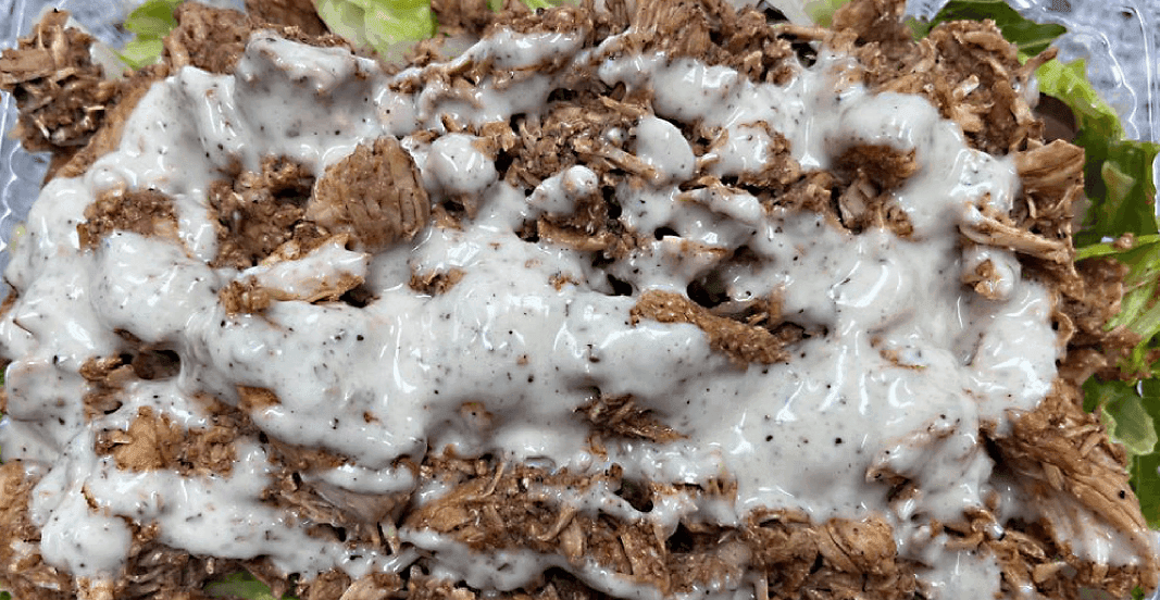 Beef shawarma wrap combo with fries and a pop